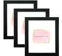 Alison Kingsgate 8X8 Black Modern Photo Frames Pack of 3 - Engineered Wood Picture Frame with Perspex Front - Ideal for Certificates - Wall Mount or Tabletop - Multiple Sizes & Colors