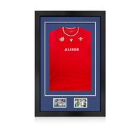 Alison Kingsgate 90×60CM Football Shirt Frame - Deep 3D Box Frame Sports Shirt Display with Blue Mount 58×40CM Shirt Window + Two 5×3.5” Photo Openings - DIY Kit with Perspex Front - Matte Black