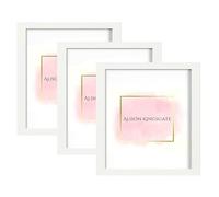 Alison Kingsgate 9X9 White Modern Photo Frames Pack of 3 - Engineered Wood Picture Frame with Perspex Front - Ideal for Certificates - Wall Mount or Tabletop - Multiple Sizes & Colors
