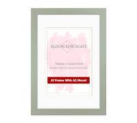 Alison Kingsgate A1 Green Picture Frame with Mount for A2 Photo - Engineered Wood Photo Frame with Precision Cut Cardboard Mount - Ideal for Photos, Posters & Artwork - Wall or Tabletop Display