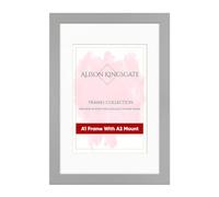 Alison Kingsgate A1 Light Grey Picture Frame with Mount for A2 Photo - Engineered Wood Photo Frame with Precision Cut Cardboard Mount - Ideal for Photos, Posters & Artwork - Wall or Tabletop Display