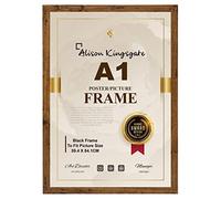 Alison Kingsgate A1 Rustic Frame In multiple Sizes & Colour - UK Handmade Photo Frames With Safe Perspex Front And Wall Mounting Hooks (A1 Frame, Rustic)