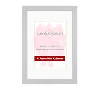 Alison Kingsgate A1 Silver Picture Frame with A2 Mount - Engineered Wood Photo Frame with Precision Cut Cardboard Mount - Ideal for Posters -Sizes & Colours Available