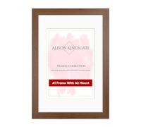 Alison Kingsgate A1 Walnut Picture Frame with A2 Mount - Engineered Wood Photo Frame with Precision Cut Cardboard Mount - Ideal for Posters -Sizes & Colours Available