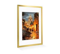 Alison Kingsgate A2 Gold Picture Frame with Mount for A3 Photo - Engineered Wood Picture Frame with Precision Cut Cardboard Mount - Ideal for Posters - Multiple Sizes & Colours Available