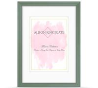 Alison Kingsgate A2 Green Picture Frames with Mount for A3 Photo - Engineered Wood Photos Frame with Precision Cut Cardboard Mount -Ideal for Posters - Multiple Sizes & Colours Available