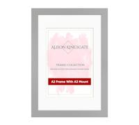 Alison Kingsgate A2 Light Grey Picture Frame with A3 Mount - Engineered Wood Photo Frame with Precision Cut Cardboard Mount - Ideal for Posters -Sizes & Colours Available