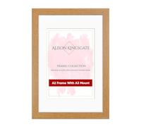 Alison Kingsgate A2 Oak Picture Frame with A3 Mount - Engineered Wood Photo Frame with Precision Cut Cardboard Mount - Ideal for Posters -Sizes & Colours Available