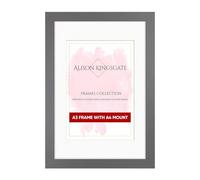Alison Kingsgate A3 Dark Grey Picture Frame with A4 Mount - Engineered Wood Photo Frame with Precision Cut Cardboard Mount - Ideal for Posters -Sizes & Colours Available