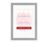 Alison Kingsgate A3 Light Grey Picture Frame with A4 Mount - Engineered Wood Photo Frame with Precision Cut Cardboard Mount - Ideal for Posters -Sizes & Colours Available