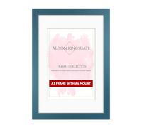 Alison Kingsgate A3 Navy Blue Picture Frame with Mount for A4 Photo - Engineered Wood Photo Frame with Precision Cut Cardboard Mount - Ideal for Posters - Sizes & Colours Available