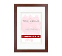 Alison Kingsgate A3 Rose Wood Picture Frame with A4 Mount - Engineered Wood Photo Frame with Precision Cut Cardboard Mount - Ideal for Posters -Sizes & Colours Available