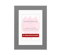 Alison Kingsgate A4 Dark Grey Picture Frame with A5 Mount - Engineered Wood Photo Frame with Precision Cut Cardboard Mount - Ideal for Posters -Sizes & Colours Available