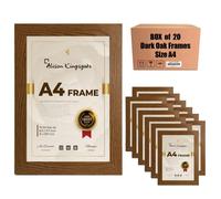 Alison Kingsgate A4 Frame Multipack of 20 in Size 29.7x21cm - Dark Oak Certificate Frame with Clear Perspex Sheet & Wall Mounted Hooks