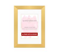Alison Kingsgate A4 Gold Picture Frame with A5 Mount - Engineered Wood Photo Frame with Precision Cut Cardboard Mount - Ideal for Posters -Sizes & Colours Available