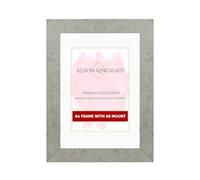 Alison Kingsgate A4 Grey Marble Picture Frame with A5 Mount - Engineered Wood Photo Frame with Precision Cut Cardboard Mount - Ideal for Posters -Sizes & Colours Available