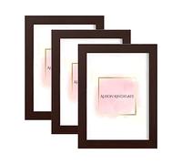 Alison Kingsgate A4 Mahogany Modern Photo Frames Pack of 3 - Engineered Wood Picture Frame with Perspex Front - Ideal for Certificates - Wall Mount or Tabletop - Multiple Sizes & Colors