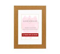 Alison Kingsgate A4 Oak Picture Frame with A5 Mount - Engineered Wood Photo Frame with Precision Cut Cardboard Mount - Ideal for Posters -Sizes & Colours Available