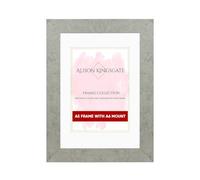 Alison Kingsgate A5 Grey Marble Picture Frame with A6 Mount - Engineered Wood Photo Frame with Precision Cut Cardboard Mount - Ideal for Posters -Sizes & Colours Available