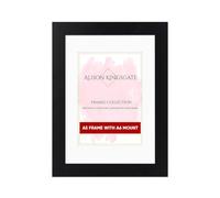 Alison Kingsgate A5 Matte Black Picture Frame with A6 Mount - Engineered Wood Photo Frame with Precision Cut Cardboard Mount - Ideal for Posters -Sizes & Colours Available