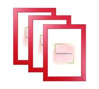Alison Kingsgate A6 Red Modern Photo Frames Pack of 3 - Engineered Wood Picture Frame with Perspex Front - Ideal for Certificates - Wall Mount or Tabletop - Multiple Sizes & Colors