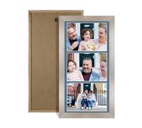 Alison Kingsgate Aluminium 16x8 Photo frames for multiple pictures-3 Apertures Collage Frame with Pompadour Mount - Holds (3x) 7x5 Photos - Engineered Wood & Perspex