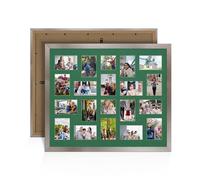 Alison Kingsgate Aluminium 80x70cm Photo frames for multiple pictures - 20 Apertures Collage Frame with Emerald Mount- Holds (18x) 6x4 & (2x) 4x4 Photos - Engineered Wood & Perspex