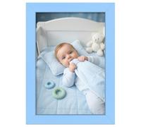 Alison Kingsgate Baby blue 14X12 Nursery Picture Frame, Baby Boy Gift Photo Frame, Wall Mount or Tabletop, Perspex Front, Modern Keepsake Frame for Newborn, Baby Shower & First Memories
