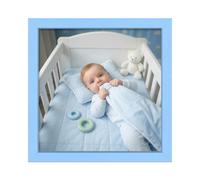 Alison Kingsgate Baby Blue 50X50CM Nursery Picture Frames, Baby Boy Gift Photo Frame, Wall Mount or Tabletop, Perspex Front, Thin Keepsake Frame for Newborn, Baby Shower & First Memories