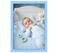 Alison Kingsgate Baby blue 70X50CM Nursery Picture Frame, Baby Boy Gift Photo Frame, Wall Mount or Tabletop, Perspex Front, Modern Keepsake Frame for Newborn, Baby Shower & First Memories