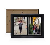 Alison Kingsgate Black 20x14 Photo frames for multiple pictures -2 Apertures Collage Frame with Black Mount - Holds (2x) A4 Photos - Engineered Wood & Perspex