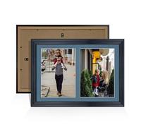 Alison Kingsgate Black 20x14 Photo frames for multiple pictures - 2 Apertures Collage Frame with Pompadour Mount - Holds (2x) A4 Photos - Engineered Wood & Perspex