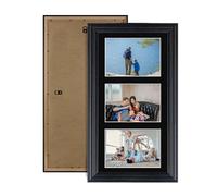 Alison Kingsgate Black 40x20cm Photo frames for multiple pictures - 3 Apertures Collage Frame with Black Mount - Holds (3x) 6x4 Photos - Engineered Wood & Perspex