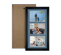 Alison Kingsgate Black 40x20cm Photo frames for multiple pictures -3 Apertures Collage Frame with Pompadour Mount - Holds (3x) 6x4 Photos - Engineered Wood & Perspex
