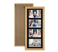 Alison Kingsgate Country Pine 50x20cm Photo frames for multiple pictures -4 Apertures Collage Frame with Black Mount - Holds (4x) 6x4 Photos - Engineered Wood & Perspex