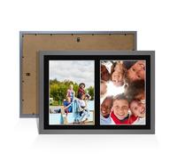 Alison Kingsgate Dark Grey 20x14 Photo frames for multiple pictures - 2 Apertures Collage Frame with Black Mount - Holds (2x) A4 Photos - Engineered Wood & Perspex