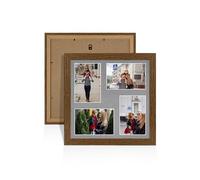 Alison Kingsgate Dark Oak 12x12 Photo frames for multiple pictures -4 Apertures Collage Frame with Mid Grey Mount - Holds (4x) 6x4 Photos - Engineered Wood & Perspex