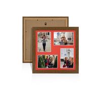 Alison Kingsgate Dark Oak 12x12 Photo frames for multiple pictures -4 Apertures Collage Frame with Poppy Red Mount - Holds (4x) 6x4 Photos - Engineered Wood & Perspex