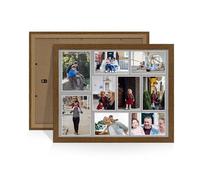 Alison Kingsgate Dark Oak 20x16 Photo frames for multiple pictures -9 Apertures Collage Frame with Silver Mount - Holds (2x) 7x5 & (7x) 6x4 Photos - Engineered Wood & Perspex