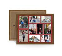 Alison Kingsgate Dark Oak 20x16 Photo frames for multiple pictures - Collage Frame for 9 Pictures With Crimson Mount - Holds (2x) 7x5 & (7x) 6x4 Photos - Engineered Wood & Perspex
