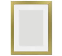 Alison Kingsgate Gold 10x8 Frame With Mount For 8x6 Size (15.24 x 20.32cm) - Modern Design Gold 10x8 Picture Frame With Mount with Safe Perspex Front & Wall Hanging Hooks - Handmade Frames