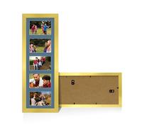 Alison Kingsgate Gold 26x8 Photo frames for multiple pictures - 5 Apertures Collage Frame with Pompadour Mount - Holds (5x) 6x4 Photos - Engineered Wood & Perspex