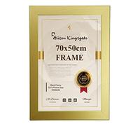 Alison Kingsgate Gold 50x70cm Frame in Perspex Front & Wall Mount - Hang Portrait or Landscape - Picture Frame for Poster, Photo, Jigsaw, Puzzle 70x50cm