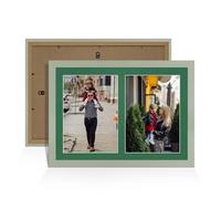 Alison Kingsgate Green 20x14 Photo frames for multiple pictures -2 Apertures Collage Frame with Emerald Mount - Holds (2x) A4 Photos - Engineered Wood & Perspex