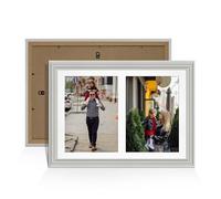 Alison Kingsgate Light Grey 20x14 Photo frames for multiple pictures - 2 Apertures Collage Frame with White Mount - Holds (2x) A4 Photos - Engineered Wood & Perspex
