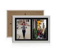 Alison Kingsgate Light Grey 20x14 Photo frames for multiple pictures - 2 Apertures Collage Frame with Black Mount - Holds (2x) A4 Photos - Engineered Wood & Perspex