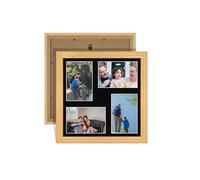 Alison Kingsgate Light Oak 12x12 Photo frames for multiple pictures - 4 Apertures Collage Frame with Black Mount - Holds (4x) 6x4 Photos - Engineered Wood & Perspex