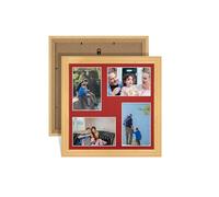 Alison Kingsgate Light Oak 12x12 Photo frames for multiple pictures - 4 Apertures Collage Frame with Crimson Mount - Holds (4x) 6x4 Photos - Engineered Wood & Perspex