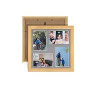 Alison Kingsgate Light Oak 12x12 Photo frames for multiple pictures - 4 Apertures Collage Frame with Mid Grey Mount - Holds (4x) 6x4 Photos - Engineered Wood & Perspex