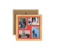 Alison Kingsgate Light Oak 12x12 Photo frames for multiple pictures - 4 Apertures Collage Frame with Poppy Red Mount - Holds (4x) 6x4 Photos - Engineered Wood & Perspex